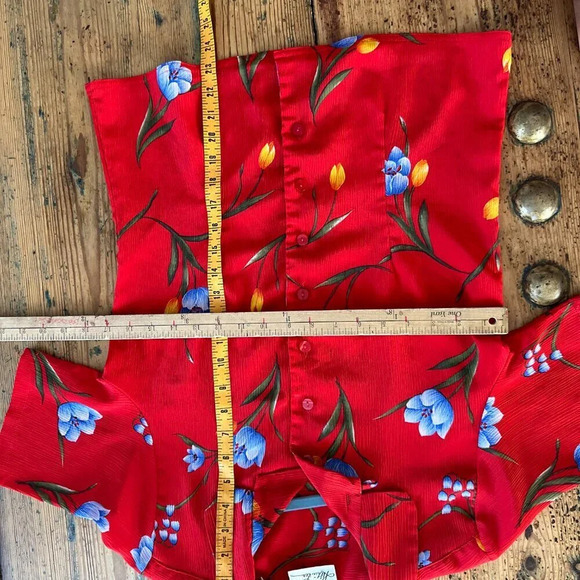 Kathie‎ Lee Red Floral Hawaiian Blouse  Size 6 - Picture 6 of 6